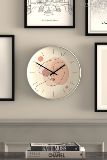 Jones Clocks Grey Grey Minimal Line Art Wall Clock (T79087) | £32