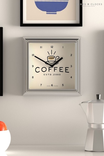 Jones Clocks Silver Chrome Coffee Wall Clock (T79094) | £30
