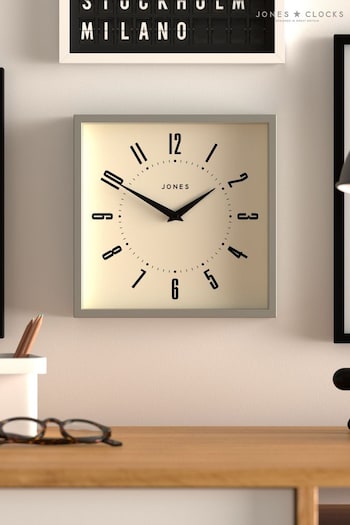 Jones Clocks Grey Grey Box Square Wall Clock (T79105) | £26