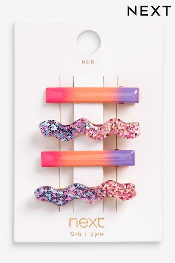 Bright Pink 4 Pack Wiggle Hair Clips (T79202) | £6