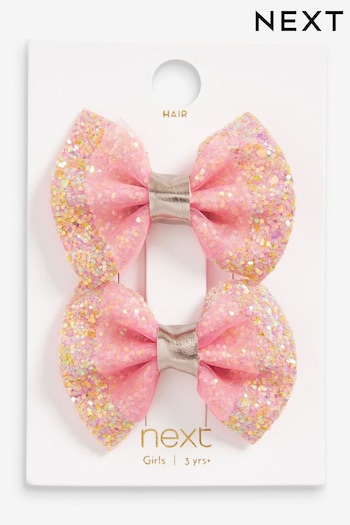 Bright Pink Bow Clips 2 Pack (T79214) | £5