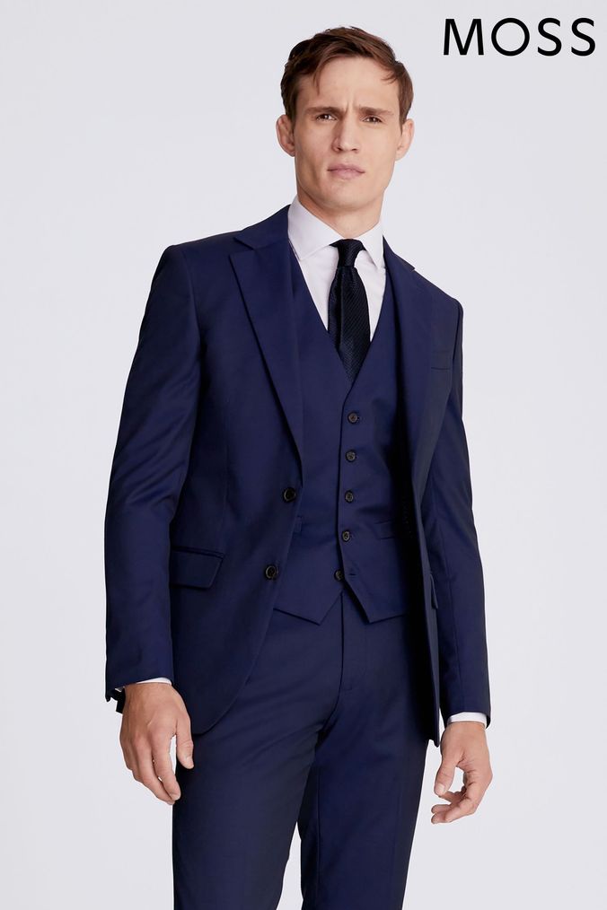 MOSS Tailored Fit Ink Blue Stretch Suit (T79651) | £119