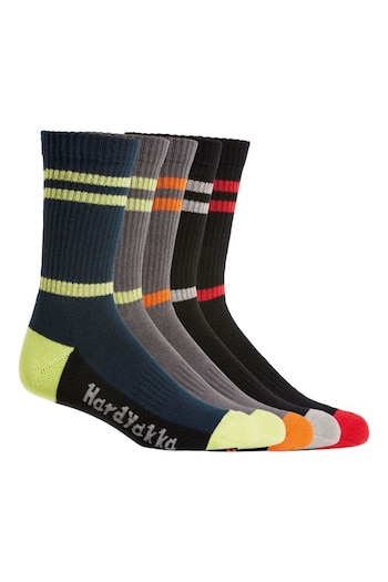 Hard Yakka Black Multicolour Crew Work Socks 5 Pack (T79668) | £22