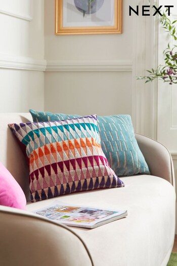 Multi Bright Cut Velvet Cushion (T79879) | £22