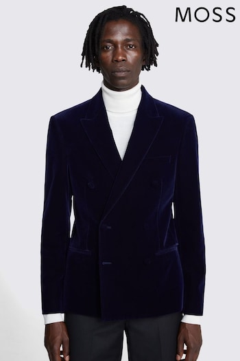 MOSS Slim Fit Blue Ink Velvet Dress Suit: Jacket (T79953) | £149