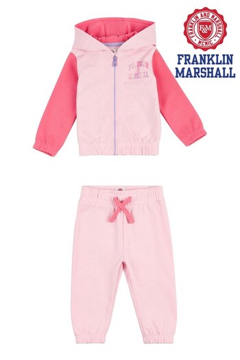 Franklin & Marshall Pink Colour Block LB Zip Tracksuit (T79987) | £38 - £40