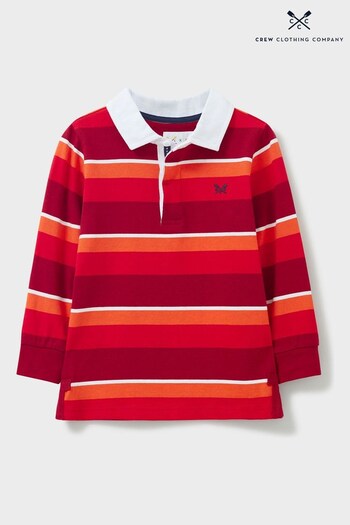 Crew Clothing Company Red Stripe Cotton Casual Rugby Shirt (T7J778) | £28 - £32