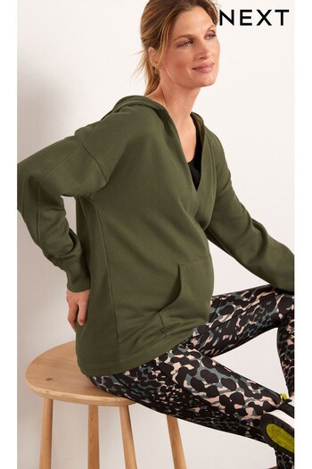 Khaki Green Maternity Hooded Sports Top (T80011) | £32