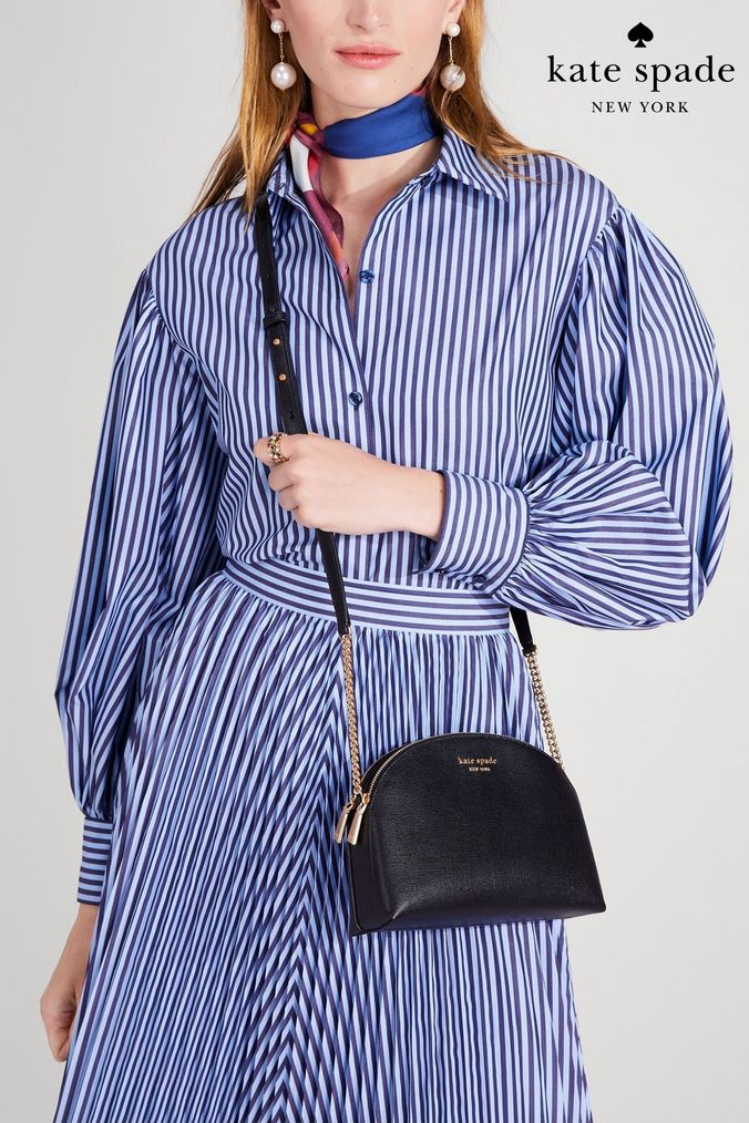 Kate Spade New York Black Morgan Saffiano Leather Dome Crossbody Bag (T80546) | £225