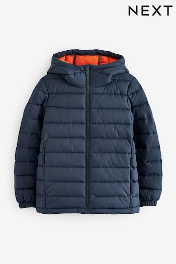 Navy Blue Quilted Midweight Hooded Jacket Smokdetail (3-17yrs) (T80721) | £22 - £32
