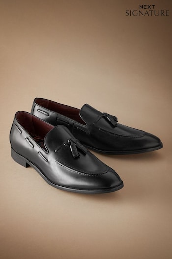 Black Signature Leather Tassel Loafers (T80727) | £79