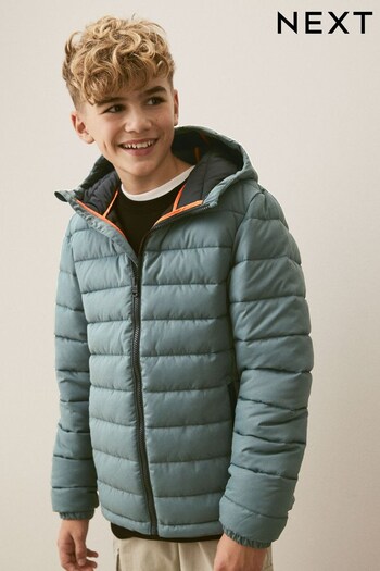 Teal Blue Quilted Midweight Hooded Jacket (3-17yrs) (T80828) | £22 - £32