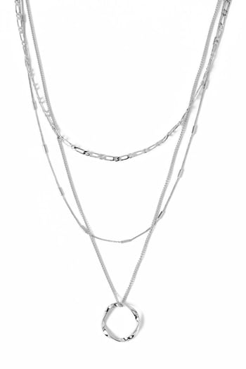 Orelia London Open Circle Chain 3 Row Necklace (T81049) | £32