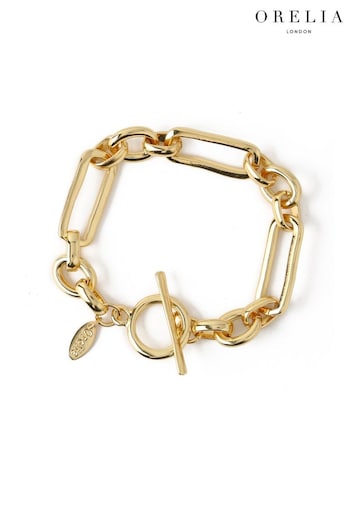 Orelia London Rectangular Link T-Bar Gold Bracelet (T81053) | £20