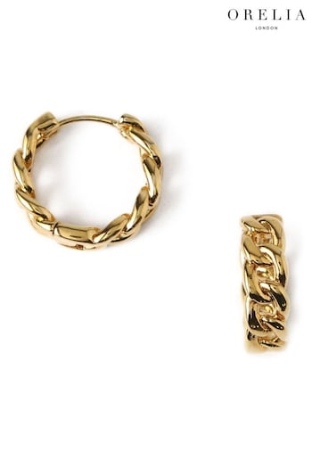Orelia London Gold Plated Chain Huggie Hoop Earrings (T81057) | £18