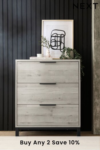 Grey Bronx Oak Effect 3 Drawer Chest of Drawers (T81068) | £299