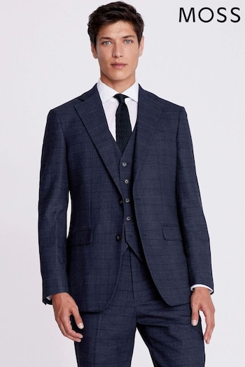 MOSS Blue Check Regular Fit Suit Jacket (T81105) | £149