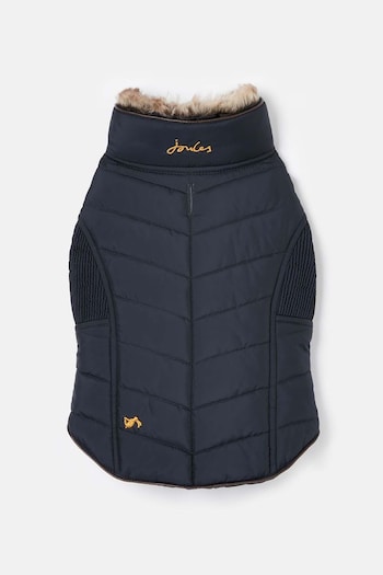 Joules Blue Chevron Padded Quilted Dog Coat (T81732) | £25 - £35