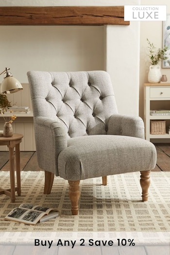 Chunky Weave Dove Grey Collection Luxe Wolton Highback Accent Chair (T81772) | £325