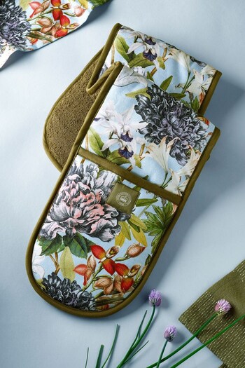 Kew Gardens Blue Bee Floral Double Oven Glove (T81956) | £20