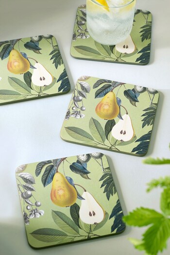 Kew Gardens Set of 4 Green Coasters Fruit and Floral Square Coaster (T81959) | £15