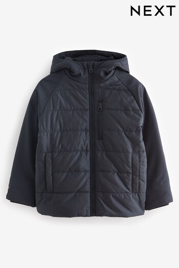 Navy Blue Quilted Hybrid Coat (3-16yrs) (T82130) | £28 - £38
