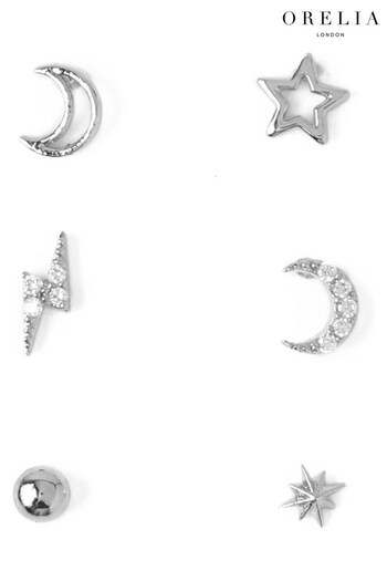 Orelia London Silver Tone Celestial Stud Ear Party Earrings 6 Pack (T82149) | £28