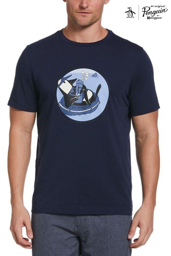 Original Penguin Golf Blue Shipwreck Pete Graphic T-Shirt (T82286) | £30