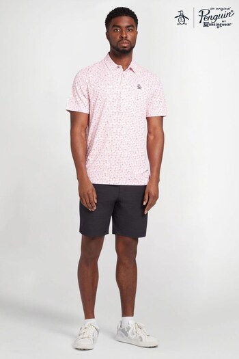Original Penguin Golf Pink Have A Beer Print Polo Shirt (T82320) | £50