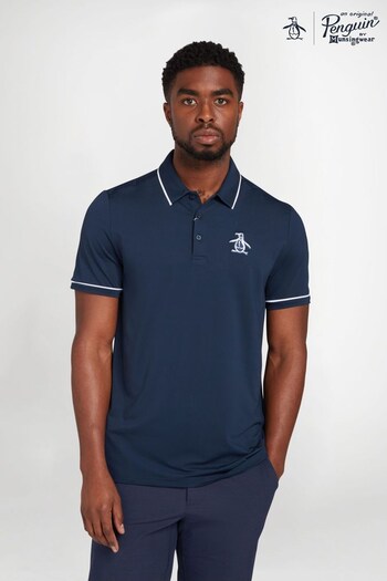 Original Penguin Large Navy Blue Golf Heritage Polo Shirt with Logo (T82337) | £45