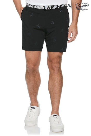 Original Penguin Golf Spced Dyed Pete Embroidered Black Shorts (T82338) | £55
