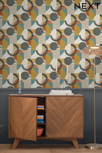 Orange Atelier-lumieresShops Retro Geometric Shapes Wallpaper Wallpaper (T82551) | £34