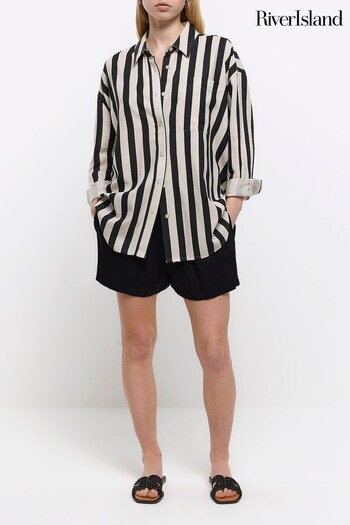 River Island Black Stripe Linen Shirt (T82730) | £35