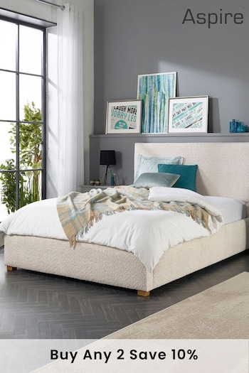Aspire Furniture Cream Bouclé Upholstered Garland Ottoman Bed (T83044) | £620 - £990