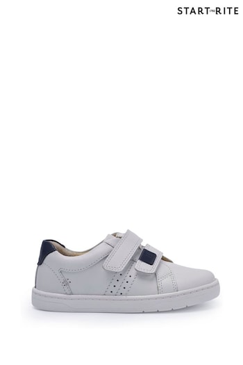 Start-Rite Explore White Leather Rip-Tape First Trainer Shoes Baskets (T83463) | £43