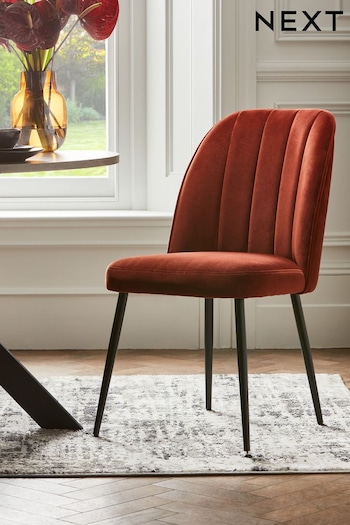 Set of 2 Soft Velvet Rust Brown Stella Non Arm Dining Chairs (T83748) | £250