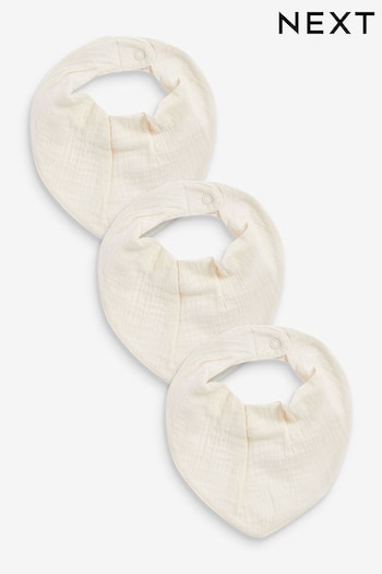 Cream Muslin Baby Dribble Bibs 3 Pack (T84452) | £8.50