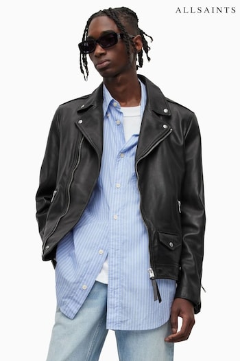 AllSaints Milo Black Biker Jacket (T84629) | £389