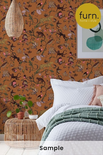 furn. Orange Exotic Wildlings Tropical Wallpaper Wallpaper (T85326) | £19