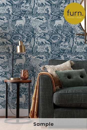 furn. Blue Winter Woods Animal Wallpaper Wallpaper (T85334) | £19