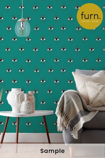 Furn Turquoise Blue Theia Abstract Foil Wallpaper (T85335) | £19
