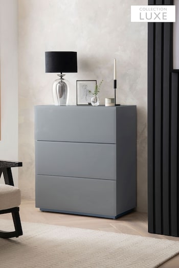 Grey Sloane Glass 3 Drawer Collection Luxe Footstools & Ottomans (T85523) | £599