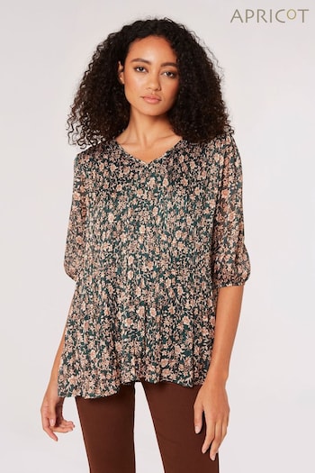Apricot Green Illustrated Flower Top (T85672) | £35