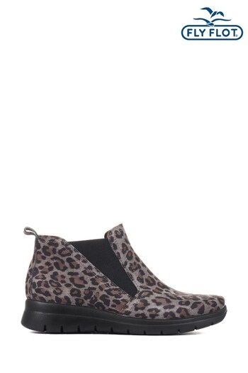 Fly Flot Ladies Wide Fit Leopard Print Chelsea Boots (T86024) | £55
