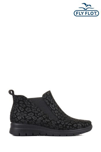 Fly Flot Ladies Wide Fit Leopard Print Chelsea Boots (T86025) | £55