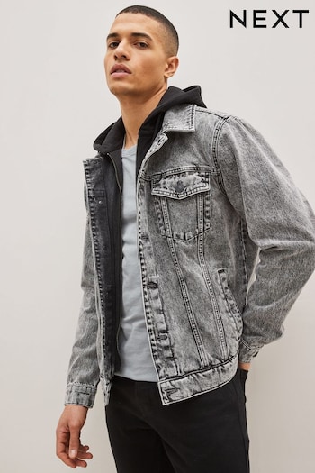 Grey Denim Jersey Hooded Jacket (T86071) | £45
