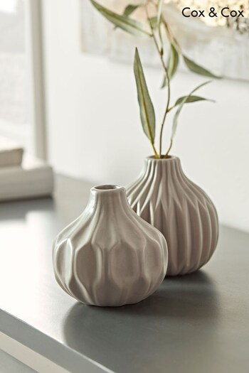 Cox & Cox Grey Two Geometric Bud Vases (T86126) | £30