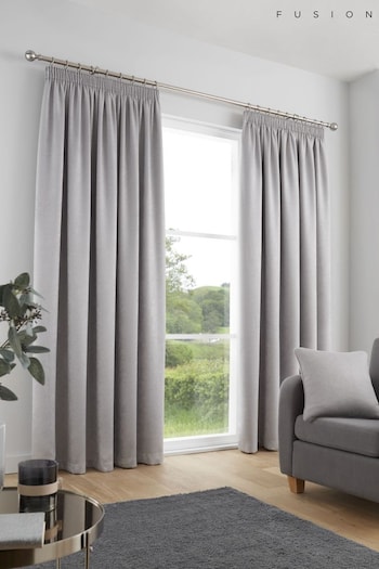 Fusion Silver Galaxy Light Reducing Pencil Pleat Curtains (T86426) | £22 - £65