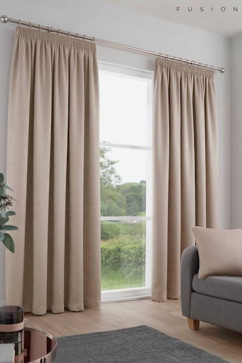 Fusion Natural Galaxy Light Reducing Pencil Pleat Curtains (T86427) | £22 - £65