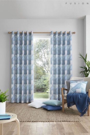 Fusion Teal Blue Campden Eyelet Curtains (T86837) | £22 - £65